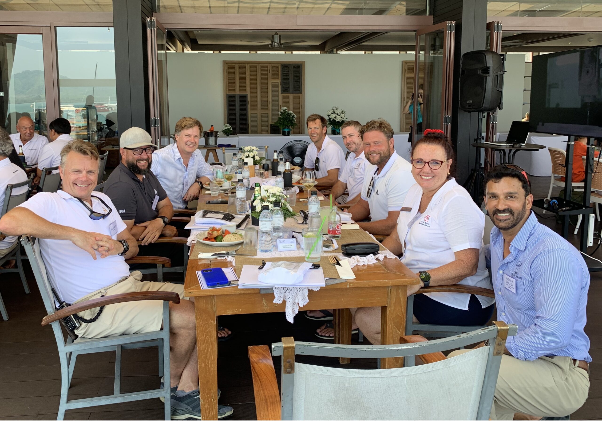 Attendees at Echo Yachts Captains’ Lunch, including Carrie Carter from Carter Marine Agencies and Chris Blackwell from Echo Yachts